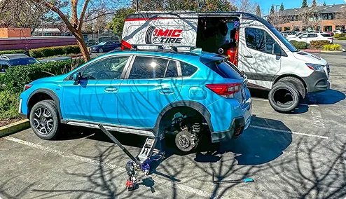 Mobile tire technician at work