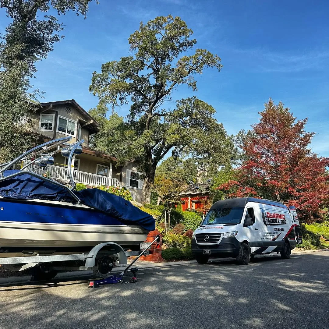 Dynamic Mobile Tire van on residential street